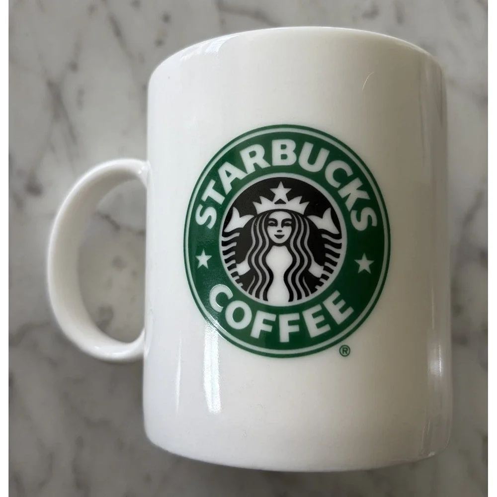 90s Y2k Starbucks Mermaid Logo White Coffee Cup Mug Vintage Taiwan Latte Tea
